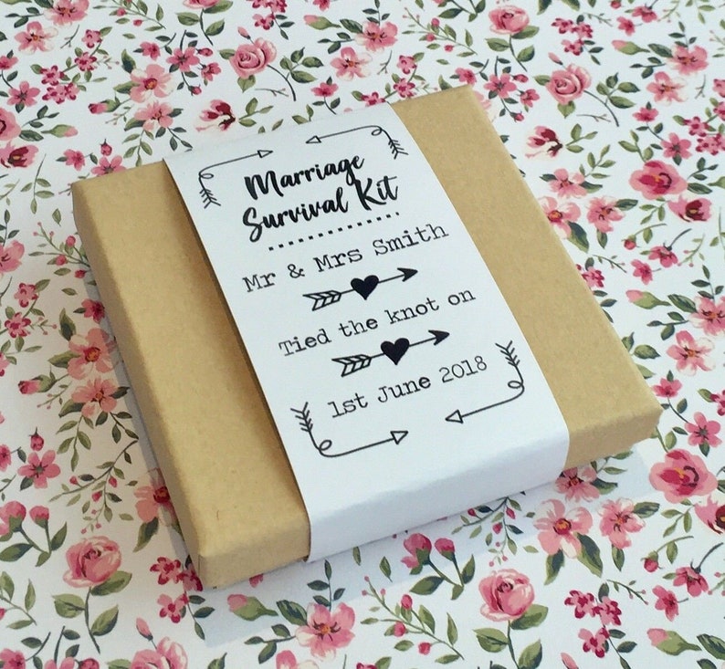 Personalised wedding / marriage survival kit complete with box image 1