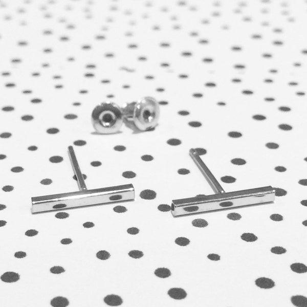 Silver T-Bar Stud Earrings! Gorgeous Dainty T Bar studs available in 2 sizes! Silver studs!