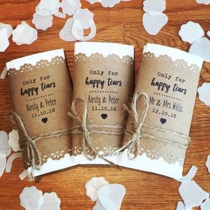 Happy Tears Wedding Tissues Personalised Wedding Favours Personalised Wedding Tissues image 3