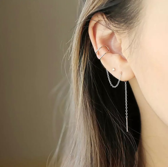 Earrings with attached ear cuff deals