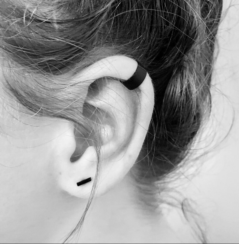Man Ear Cuff Plus an Extra Black Ear Cuff Without Holesmale -  Denmark