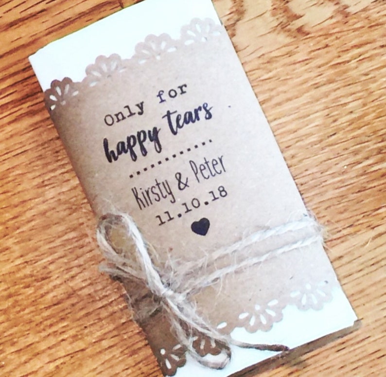 Happy Tears Wedding Tissues Personalised Wedding Favours Personalised Wedding Tissues image 4
