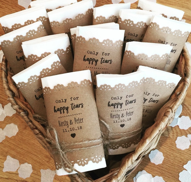 Happy Tears Wedding Tissues Personalised Wedding Favours Personalised Wedding Tissues image 7