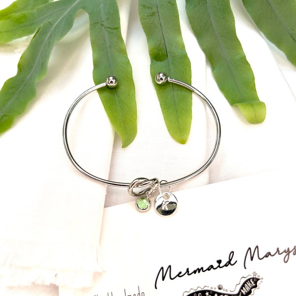 Gift for bridesmaid | Tie the knot gift |  bridesmaid bangle | birthstone bracelet | Bridesmaid favour | Bridesmaid Bracelet