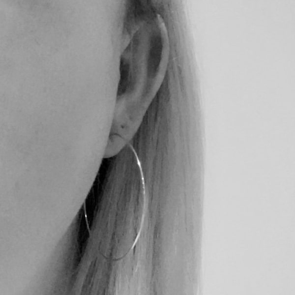 Stainless steel hoop earrings | Skinny silver hoops | 45-50mm silver hoop earrings | Stainless steel hoops (pair)