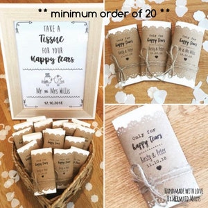 Happy Tears Wedding Tissues! Personalised Wedding Favours! Personalised Wedding Tissues!