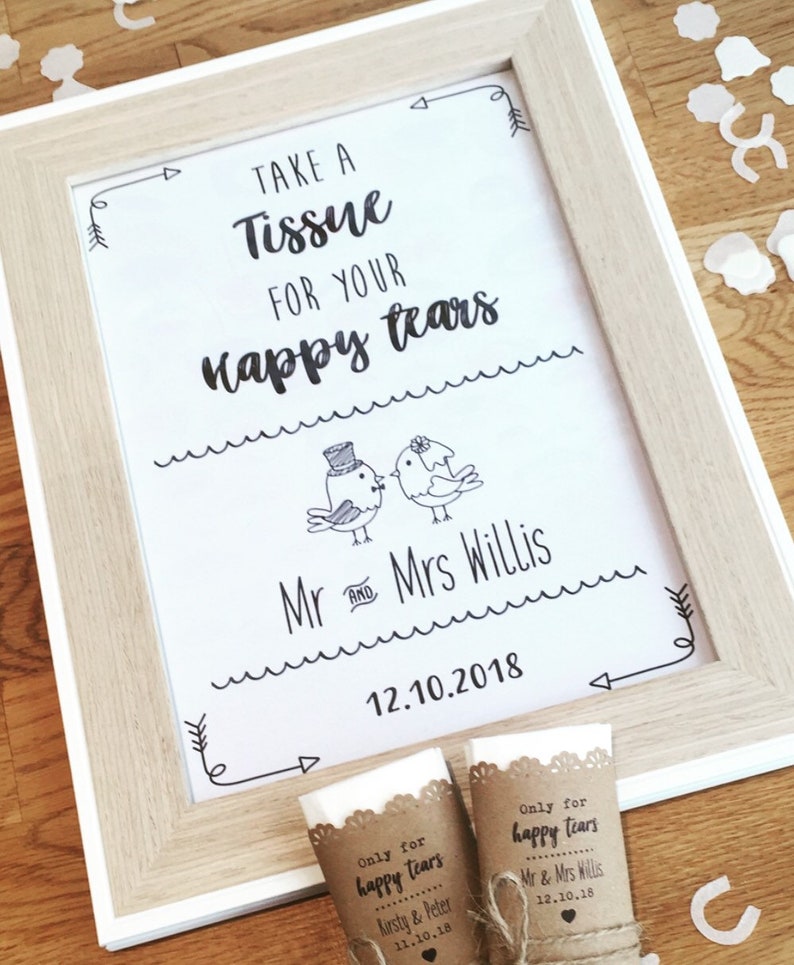 Happy Tears Wedding Tissues Personalised Wedding Favours Personalised Wedding Tissues image 5