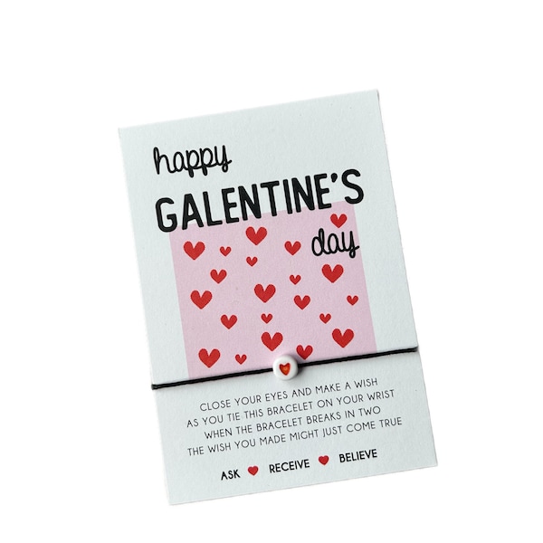 Galentines Geschenk | Galentine's Day Wunscharmband | Galentine's Day Karte | Geschenk für Galentine's day | KAUFEN 5 ERHALTEN 1 GRATIS