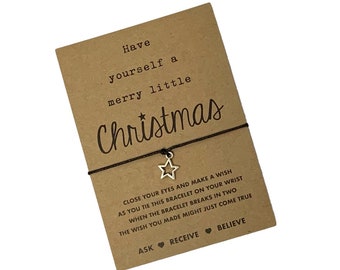 Have yourself a merry little Christmas wish string bracelet | Christmas gift | Stocking filler | Secret Santa gift