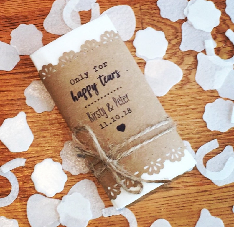 Happy Tears Wedding Tissues Personalised Wedding Favours Personalised Wedding Tissues image 6