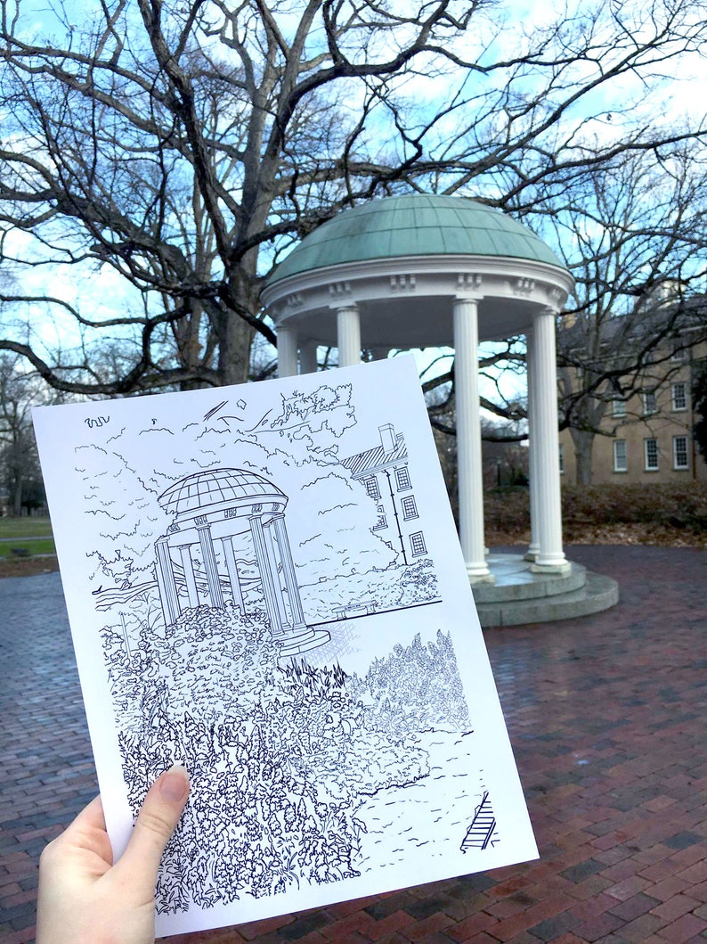 UNC Chapel Hill Coloring Book digital Download 4 Pages - Etsy