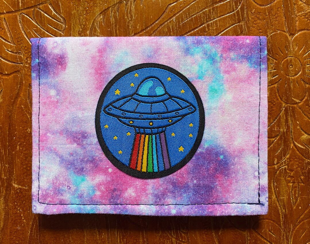 Rainbow Spaceship Logo Card Wallet Purse - 12x9cm - Pride Aliens Galaxy ...