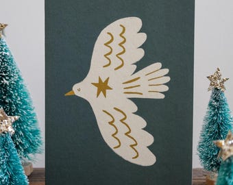 Gold Dove Christmas Card: Scandi Festive Greetings