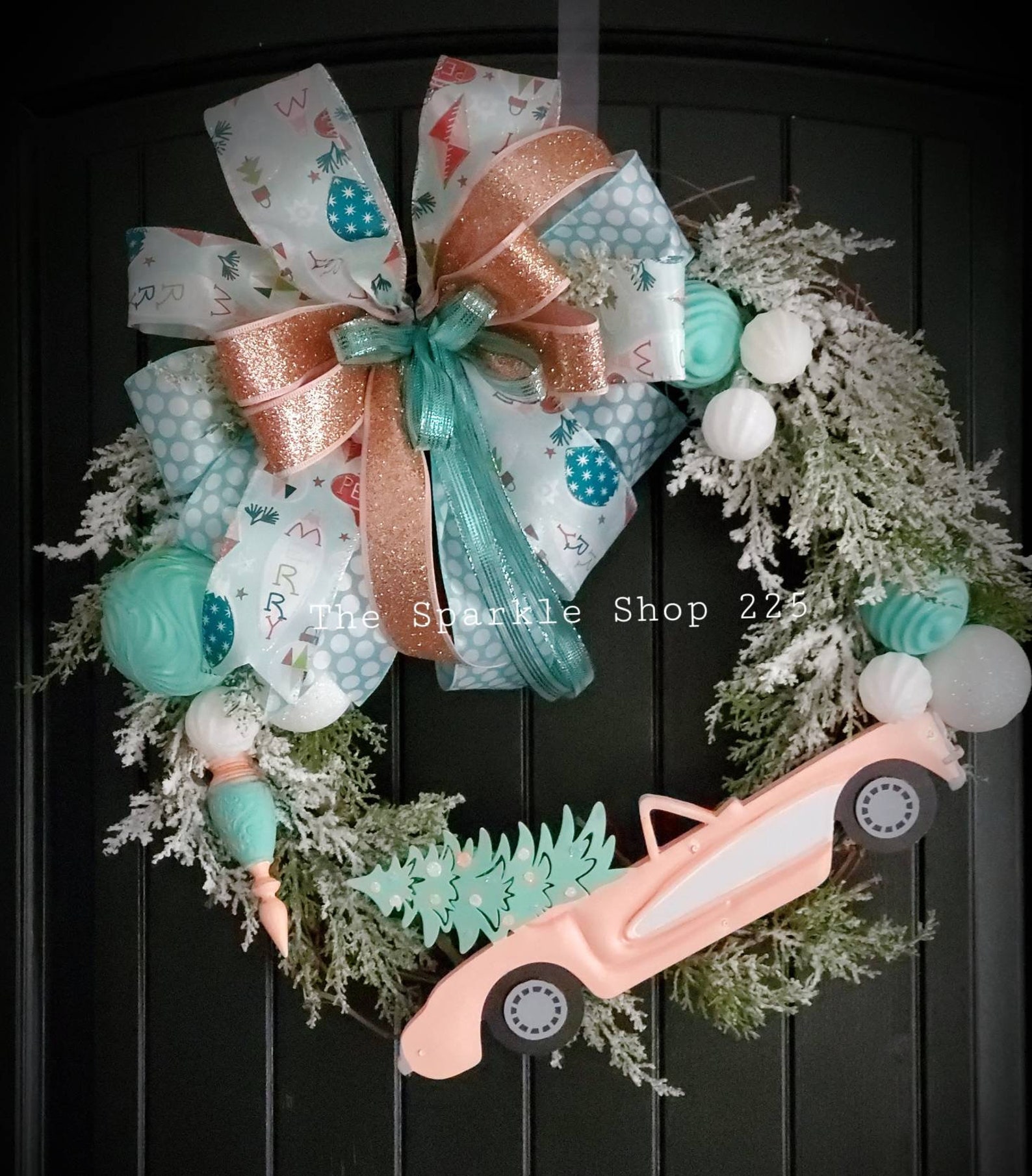 Classic Car Christmas Wreath Retro Christmas Wreath | Etsy