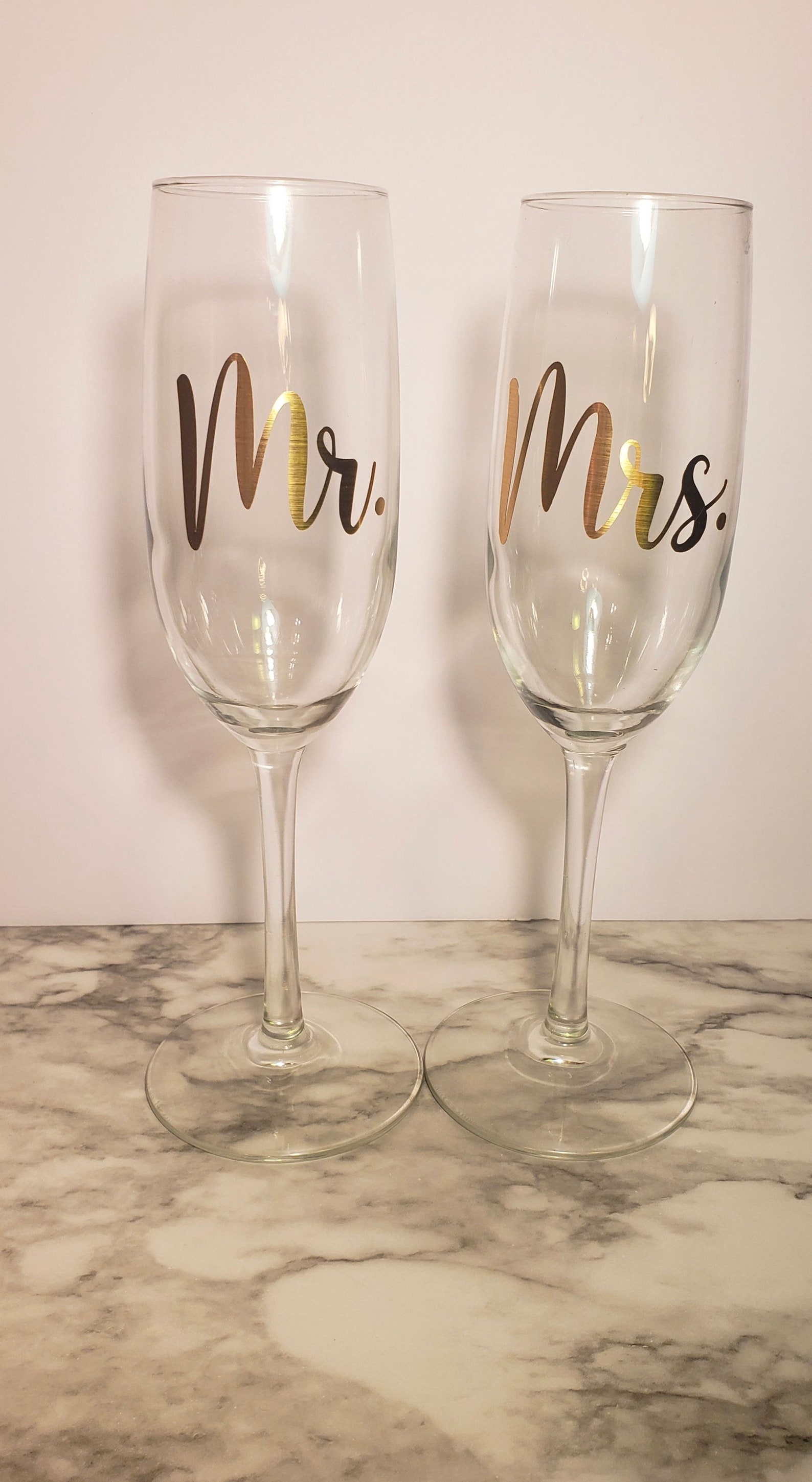 Mr & Mrs Champagne/Flute Glasses Vinyl Mr and Mrs Glasses Etsy
