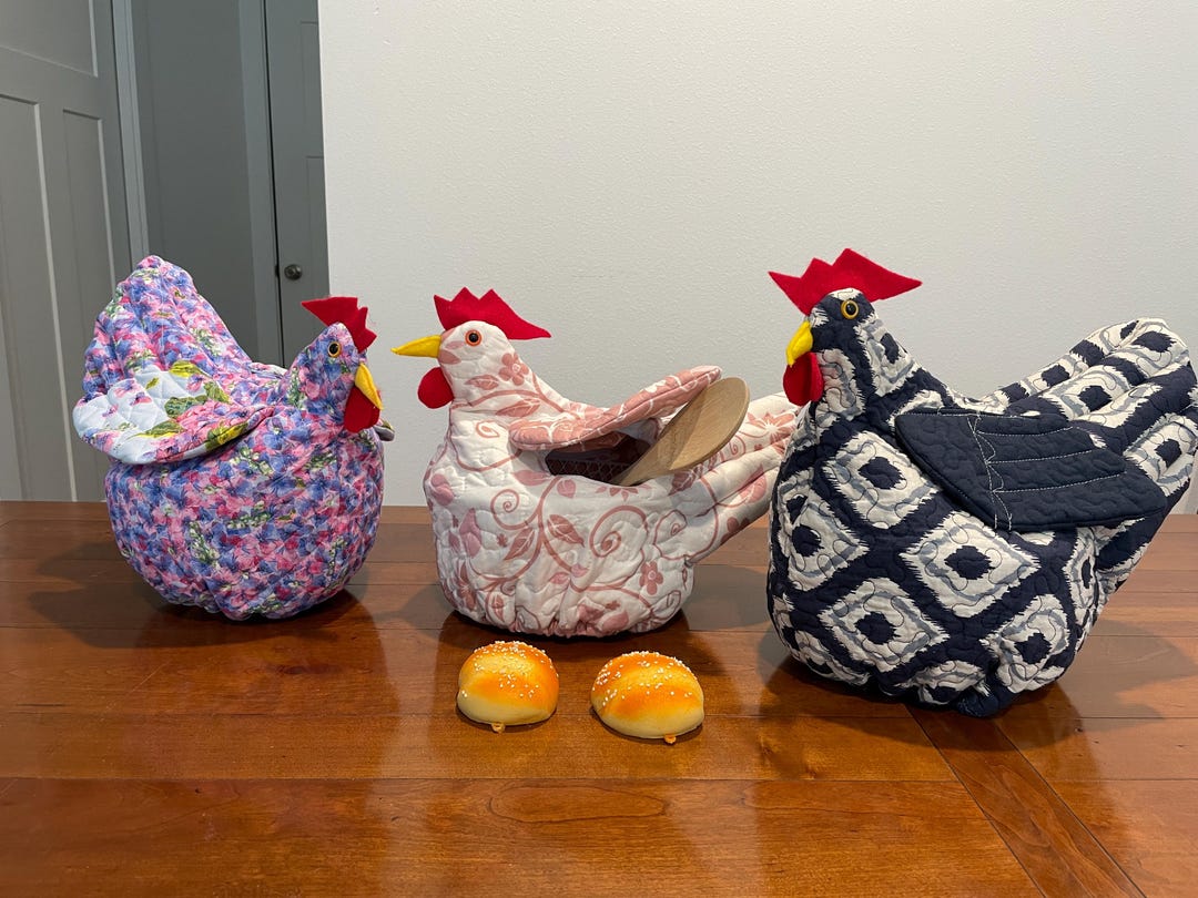Chicken/Hen Bun Warmer Bread Basket, Toaster & Tea Kettle Cover