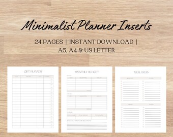 Minimalist Yearly, Weekly, and Daily Planner Insert Bundle, Productivity Planner, Instant Download, A4/A5/US Letter - 24 pages