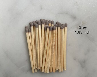 1.85" Gray Matchsticks | 40 Artisan Colored Tip Safety Matches
