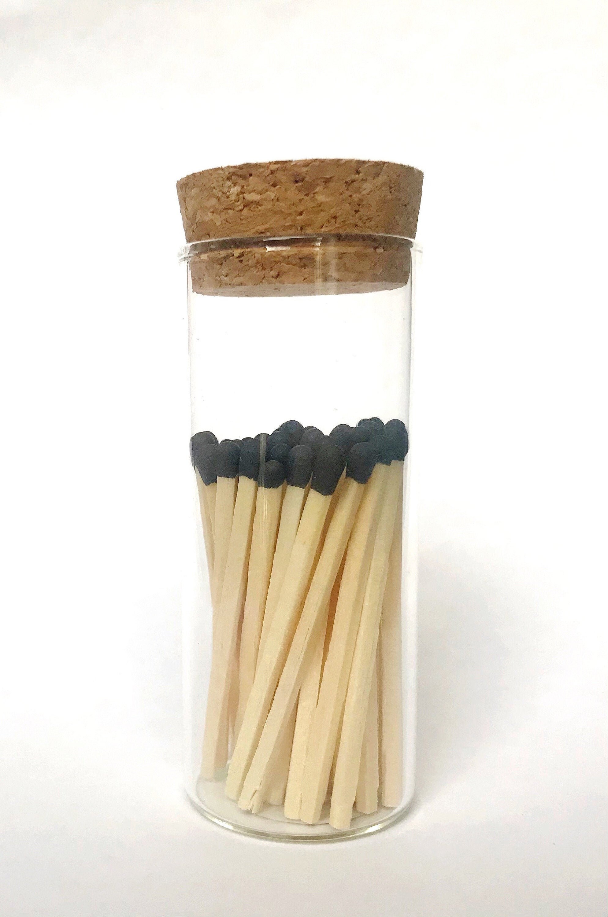 Colored Tipped Safety Matches in Glass Bottle With Cork Top Etsy