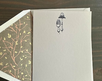 Mushroom Notecard Stationery set of 10 cards with lined envelopes