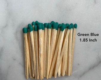 1.85" Green Blue Matchsticks | 40 Artisan Colored Tip Safety Matches