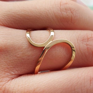 Double Circle Ring, Statement Ring, Circle Ring Gold, 9Κ 14Κ 18Κ Yellow Gold Modern Design Ring, Unique Ring, Boho Ring, Gift for her