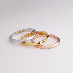 Twisted Band Ring, Solid Gold Mobius, Half Eternity Mobius Ring, thin ring stacking, Gold Wedding Ring, 14K Mobius Band, Eternity Band, No.2