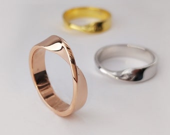 Mobius ring, 14K Mobius ring, Trouwring, Massief gouden mobius ring, 9K Rose Gold Band, Verlovingsring, 18K infinity ring, Breedte 4,5mm, No.2