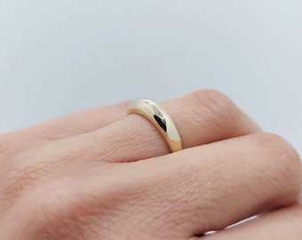 Mały szeroki pierścionek z kopułą, pierścionek z litego złota, pierścionek z kopułą w stylu minimalistycznym 9K-14K-18K, pierścionek z kopułą w stylu Chunky Dome, pierścionek z grubego złota, pierścionek z kopułą w stylu Bold Dome nr 2