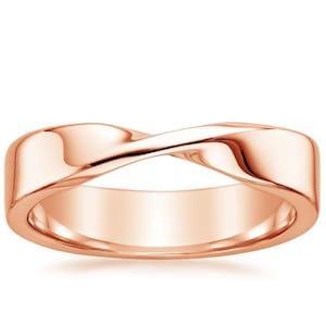 Solid gold Mobius Ring 3.5mm width, Infinity love wedding Ring, Promise Couples Band, Engagement Matching Ring, Unisex Twist Band, No.2