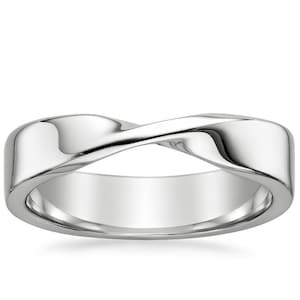 18K Massiv Gold Möbius Ring, 3,5 mm Breite Ehering, 9K 14K Verlobungsring, Infinity Ehering, Versprechen Twist Ring, Frauen oder Männer Ring