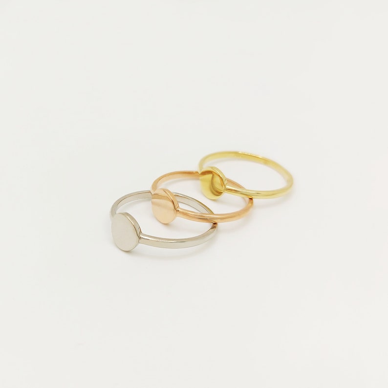 Small Round Rings 14K Solid Gold Small Round Ring, 18K Thin Minimal Circle Geometric Dot ...