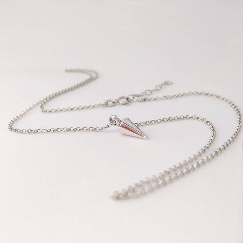 14K white gold spike pendant white gold chain