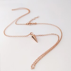14K rose gold solid spike pendant rose gold chain