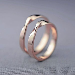 Mobius Ring, Gold Mobius Ring Set, His and her, Solid Gold Mobius, Couple Wedding band, 14K Mobius Wedding Band, Width 2,6mm  No.2