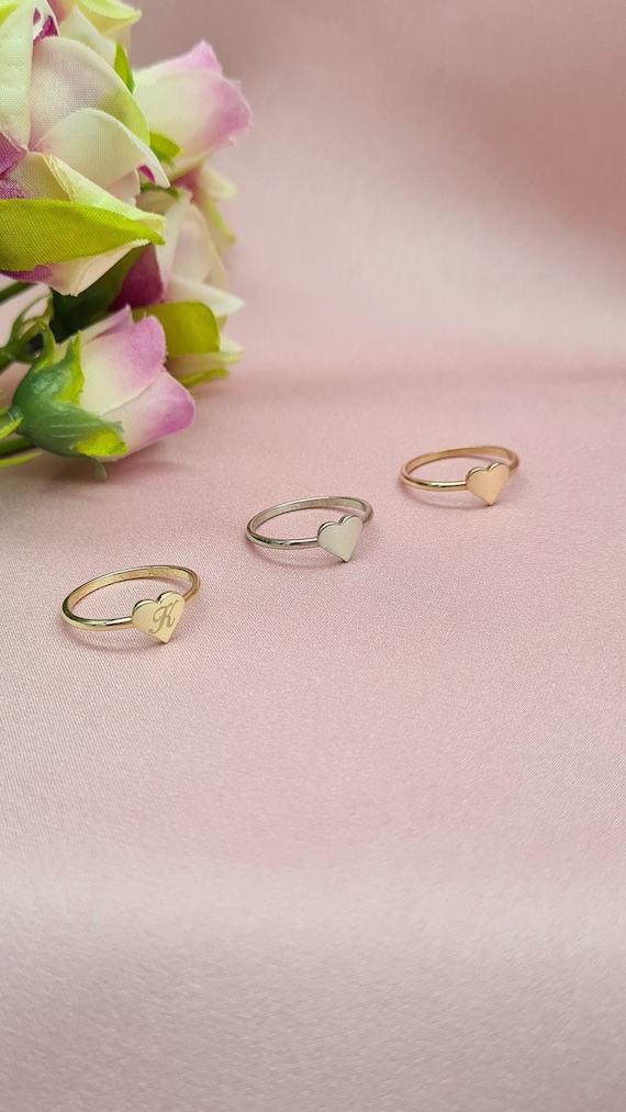 Rose Gold Heart Ring, Heart Shape Ring, 14k Gold Ring, Open Heart