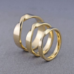Mobius Ring, Solid Gold Twist Ring, Solid Mobius Ring, Mobius Band, 9K Mobius Ring, 14K Mobius Ring, Wedding Ring, 2.6mm Width, No.2