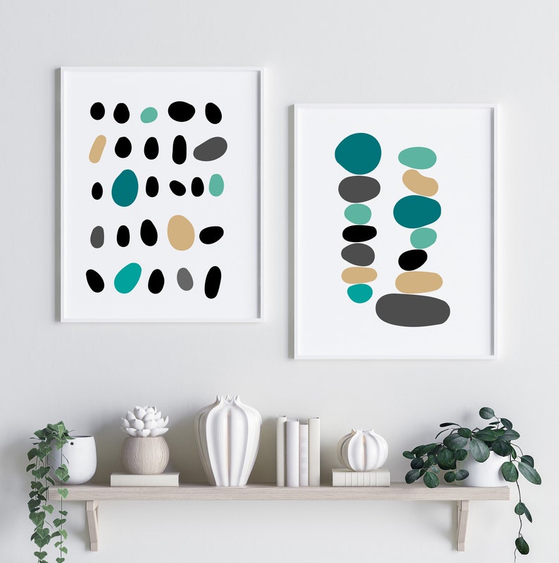 Teal blue wall art teal abstract art teal print teal Etsy