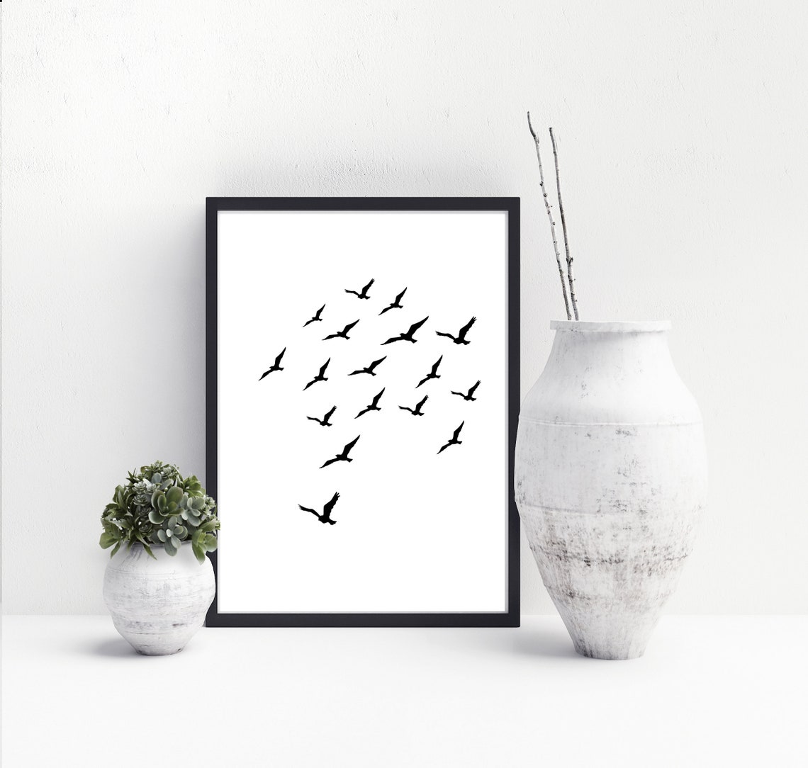 Bird print bird wall art black and white wall art black and Etsy