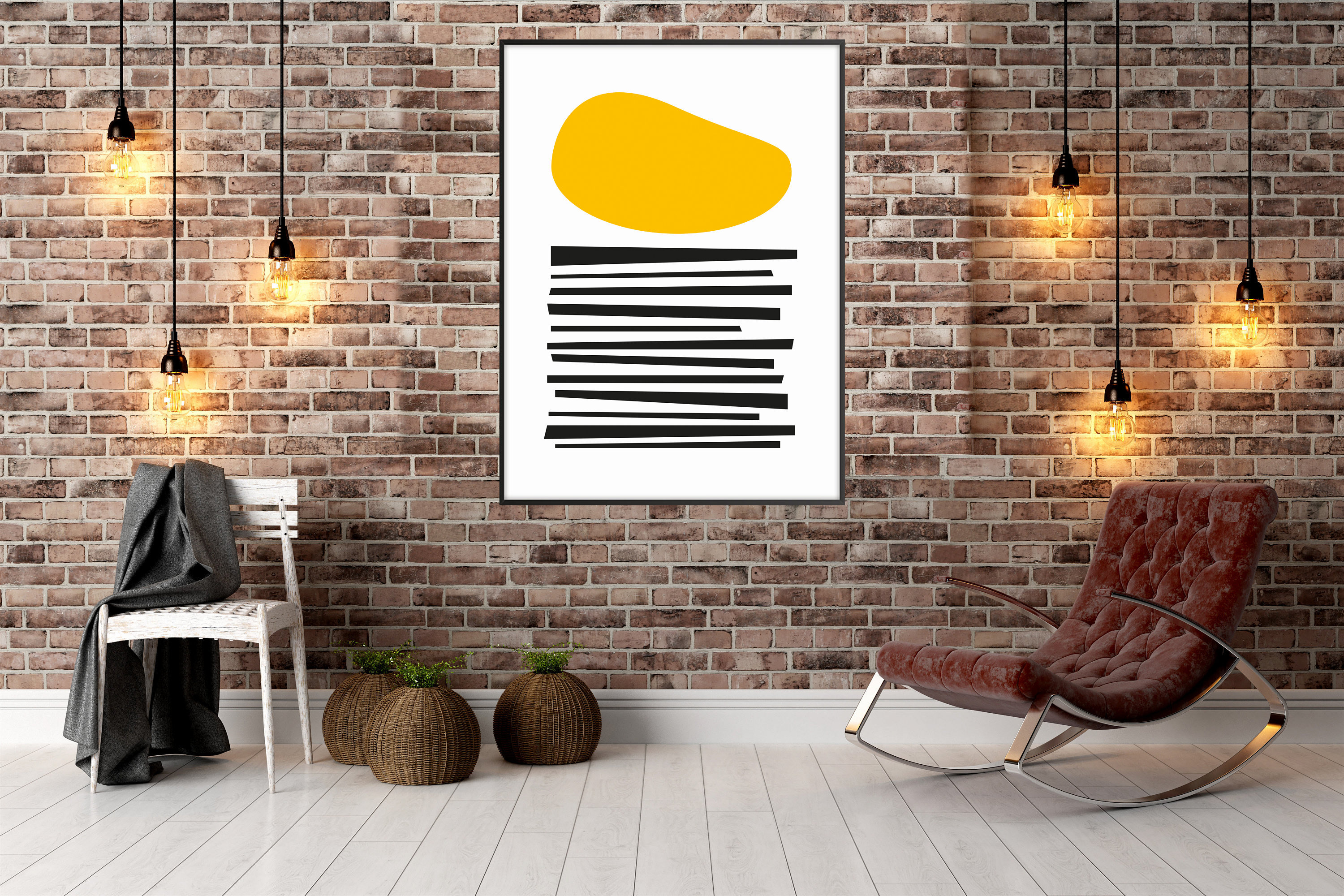 Yellow abstract art geometric wall art print yellow wall Etsy