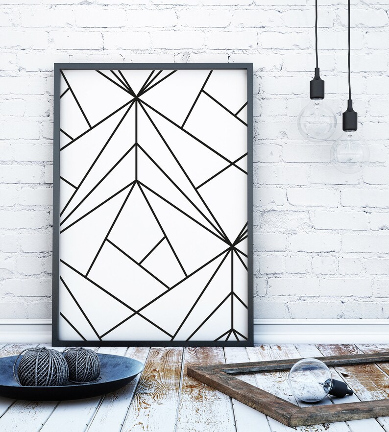 Black and white geometric wall art black and white print Etsy