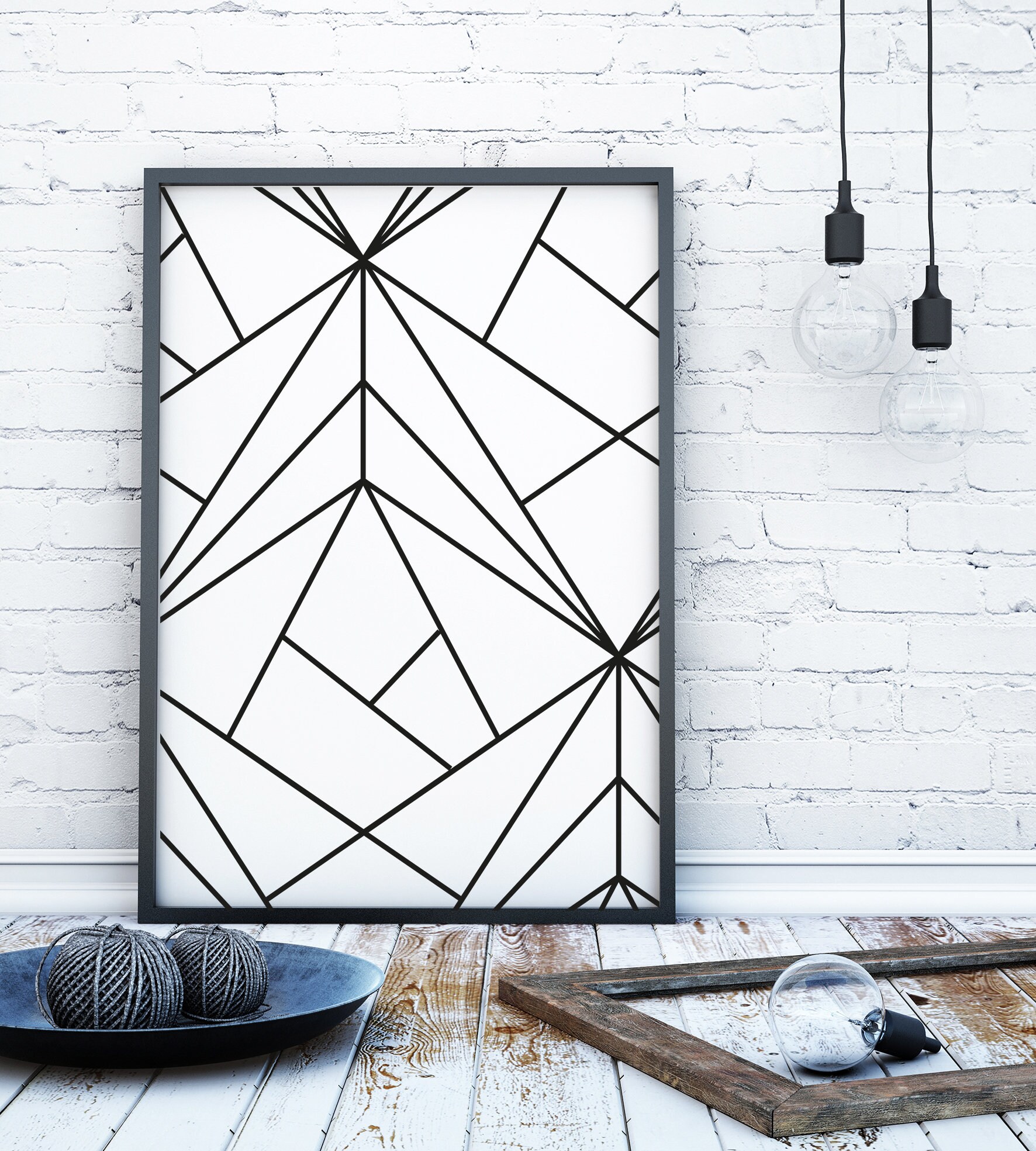 Black and white geometric wall art black and white print | Etsy