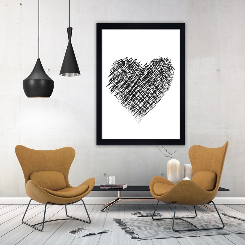 Heart print heart wall art minimalist wall art minimalist Etsy