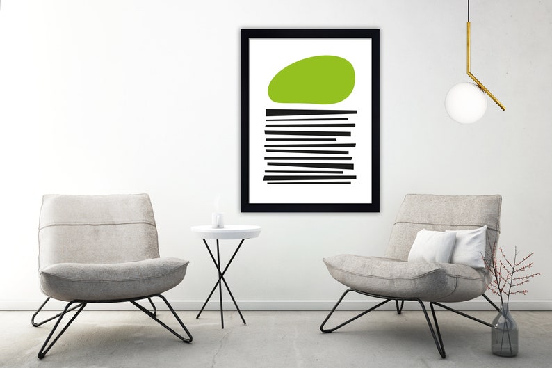Lime Green Abstract Art Geometric Wall Art Print Lime Wall Etsy