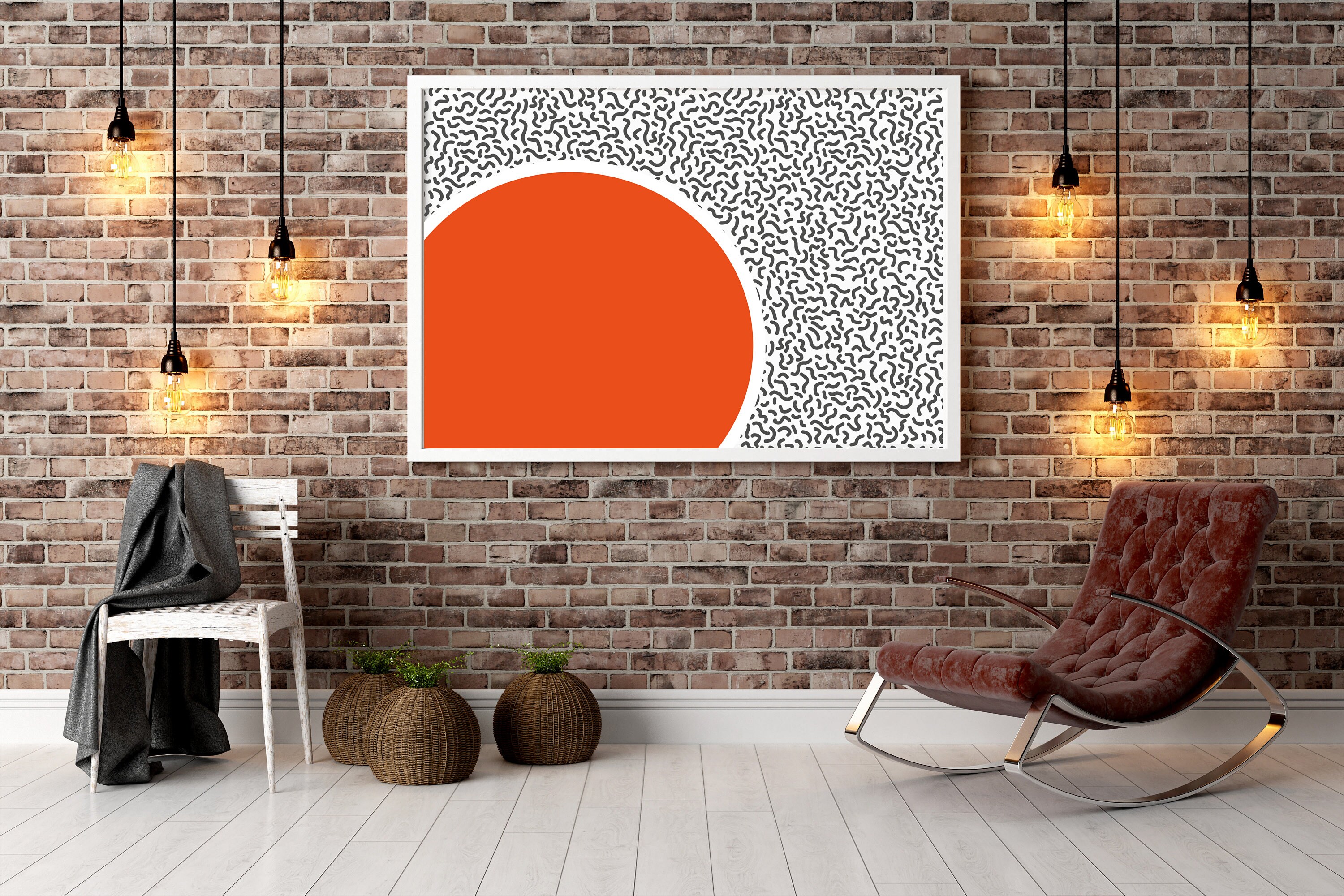 Orange abstract art orange geometric print orange wall art Etsy