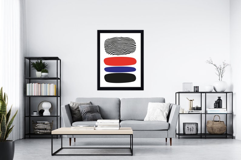 mid century wall art mid century modern abstract art print black and