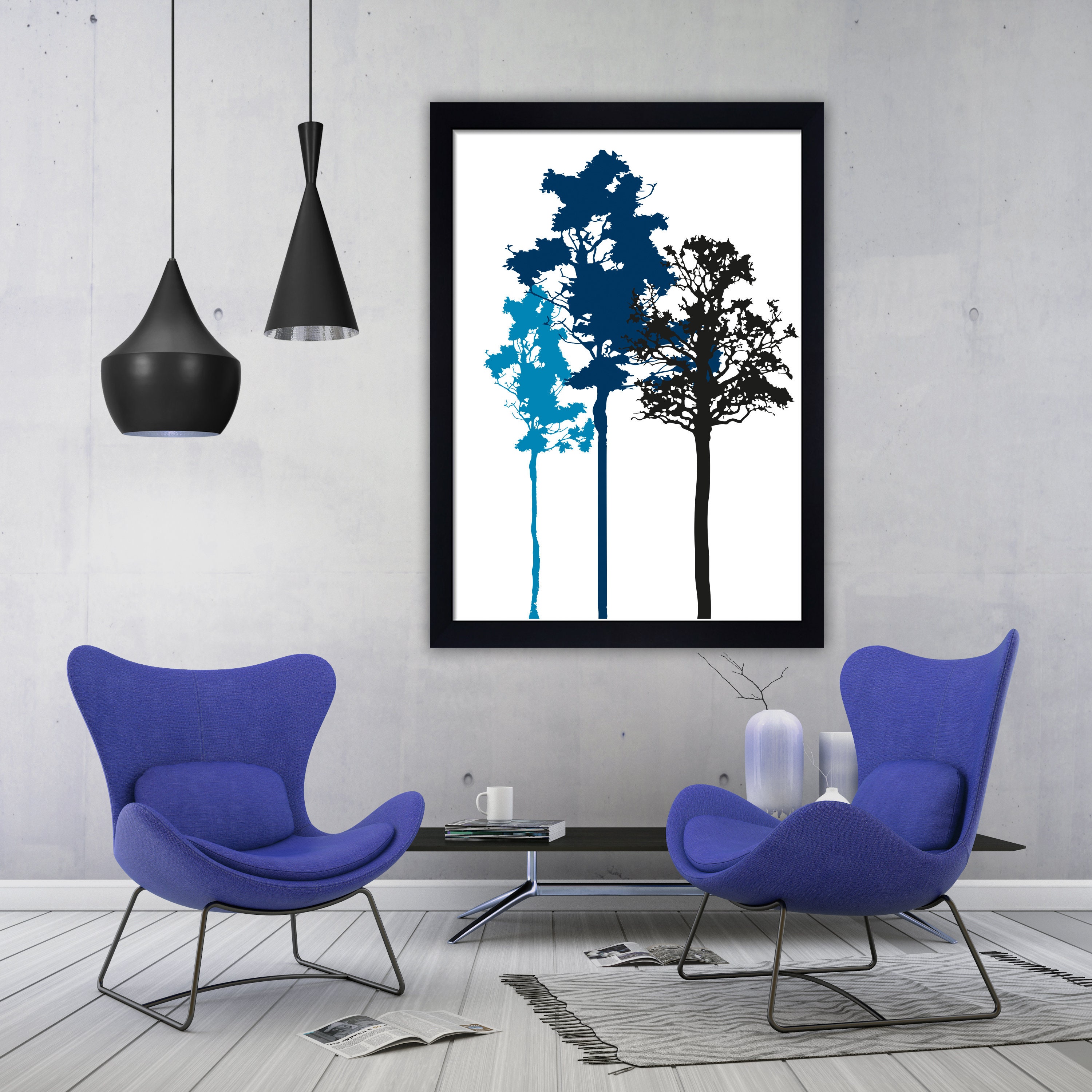 Trees print tree wall art minimalist print scandinavian | Etsy