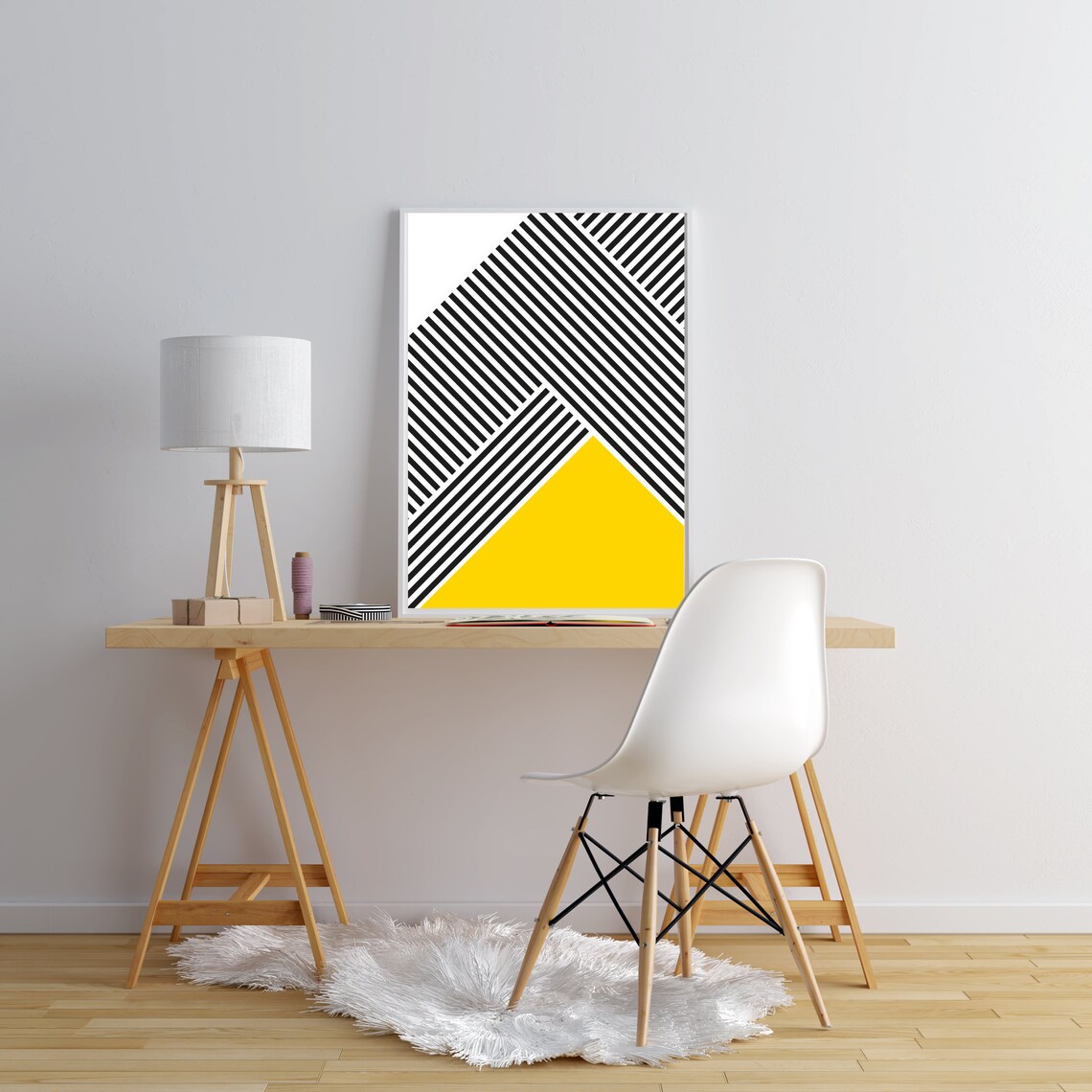 Yellow abstract art geometric wall art print yellow wall Etsy