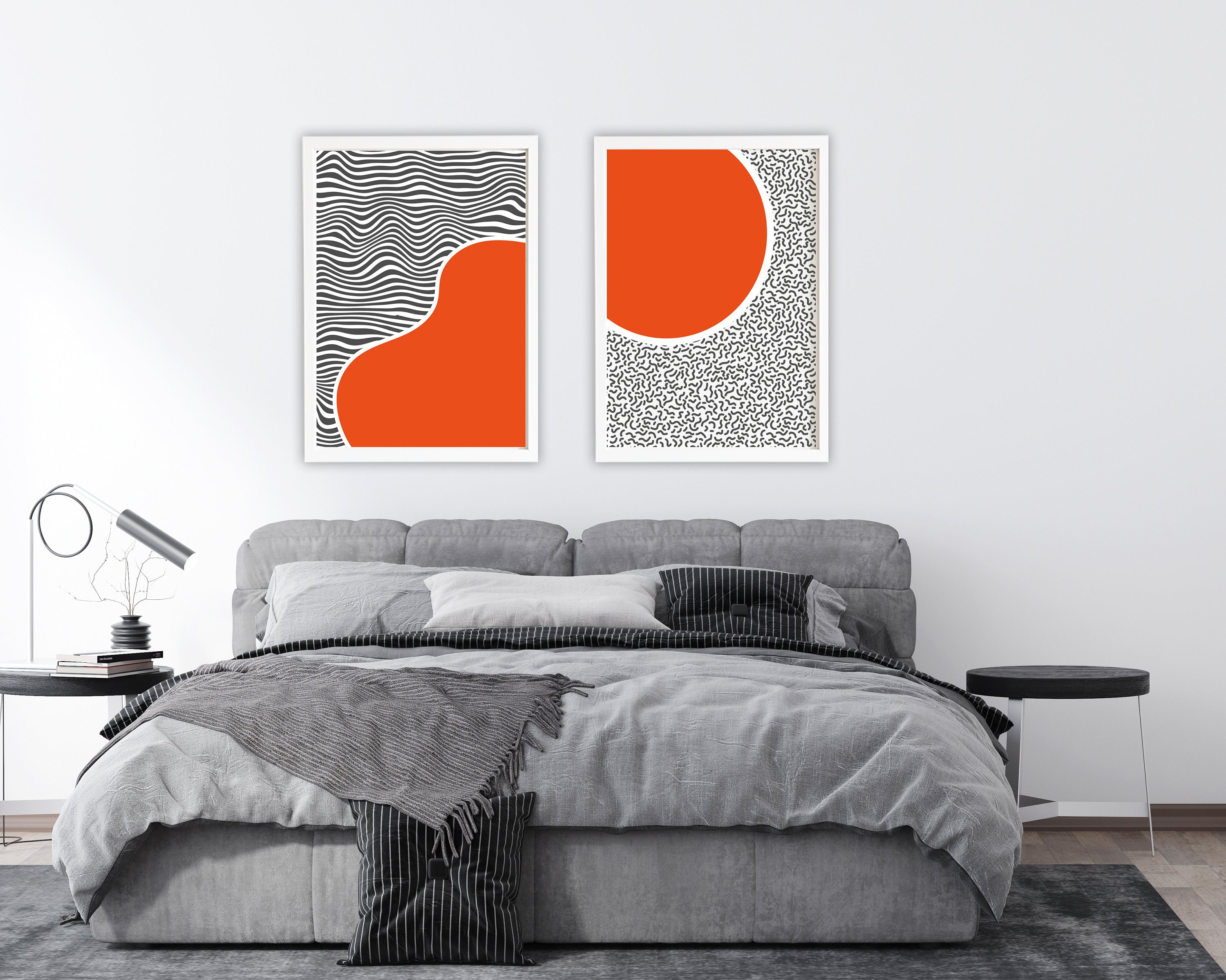 Orange mid century modern wall art orange wall art orange Etsy