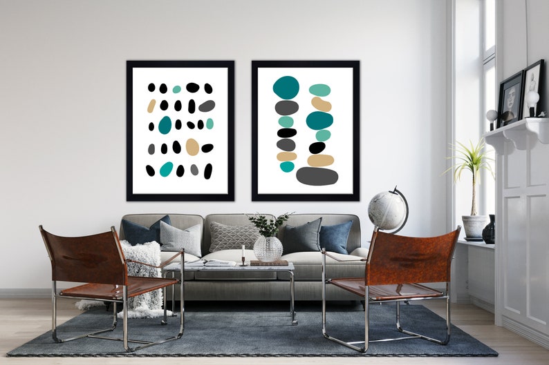Teal blue wall art teal abstract art teal print teal Etsy